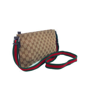 Gucci messenger Strap Web bag canvas GG Brown